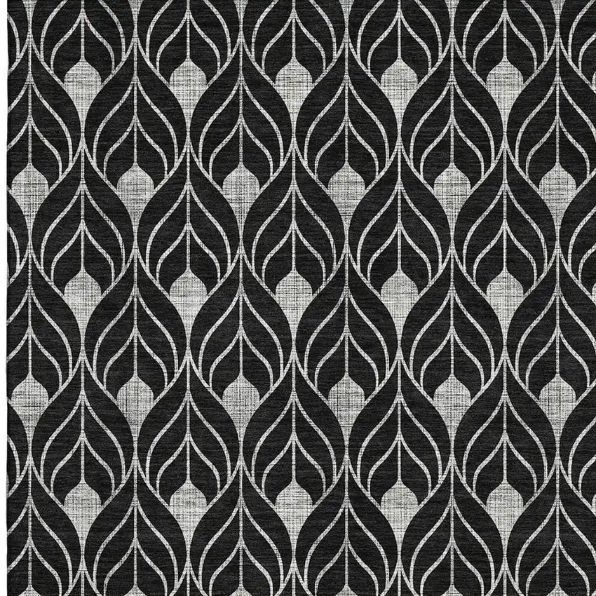 Black And Gray Geometric Washable Area Rug With UV Protection Photo 2