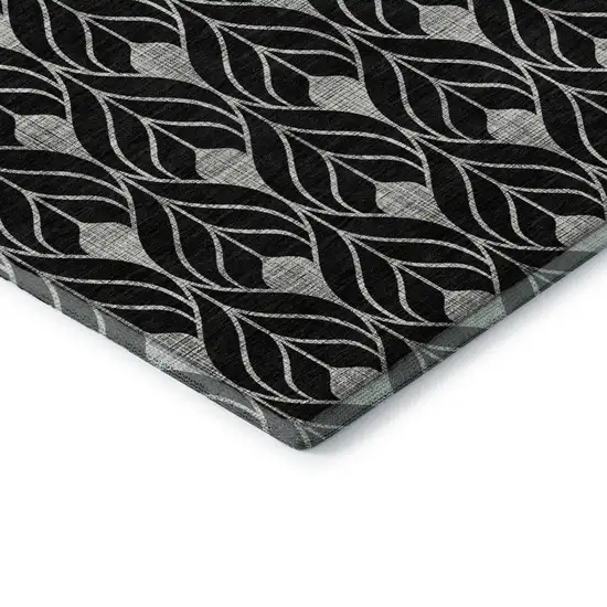 Black And Gray Geometric Washable Area Rug With UV Protection Photo 7