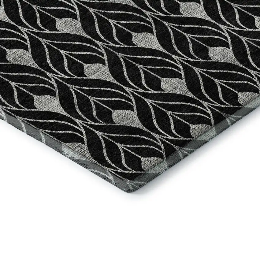 Black And Gray Geometric Washable Area Rug With UV Protection Photo 7