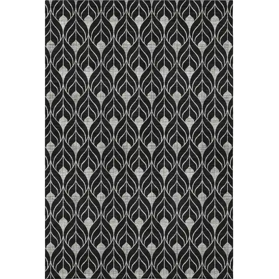 Black And Gray Geometric Washable Area Rug With UV Protection Photo 3