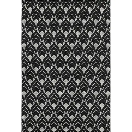 Black And Gray Geometric Washable Area Rug With UV Protection Photo 1