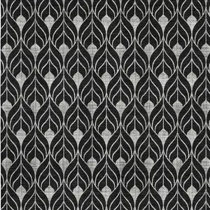 Photo of Black And Gray Geometric Washable Area Rug With UV Protection