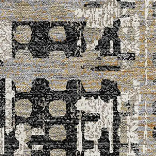 Black And Gray Geometric Washable Area Rug With UV Protection Photo 3