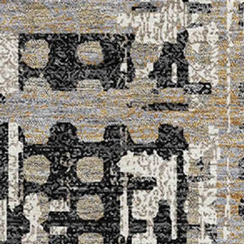 Black And Gray Geometric Washable Area Rug With UV Protection Photo 3