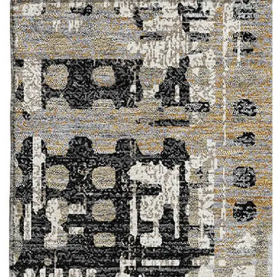 Black And Gray Geometric Washable Area Rug With UV Protection Photo 4