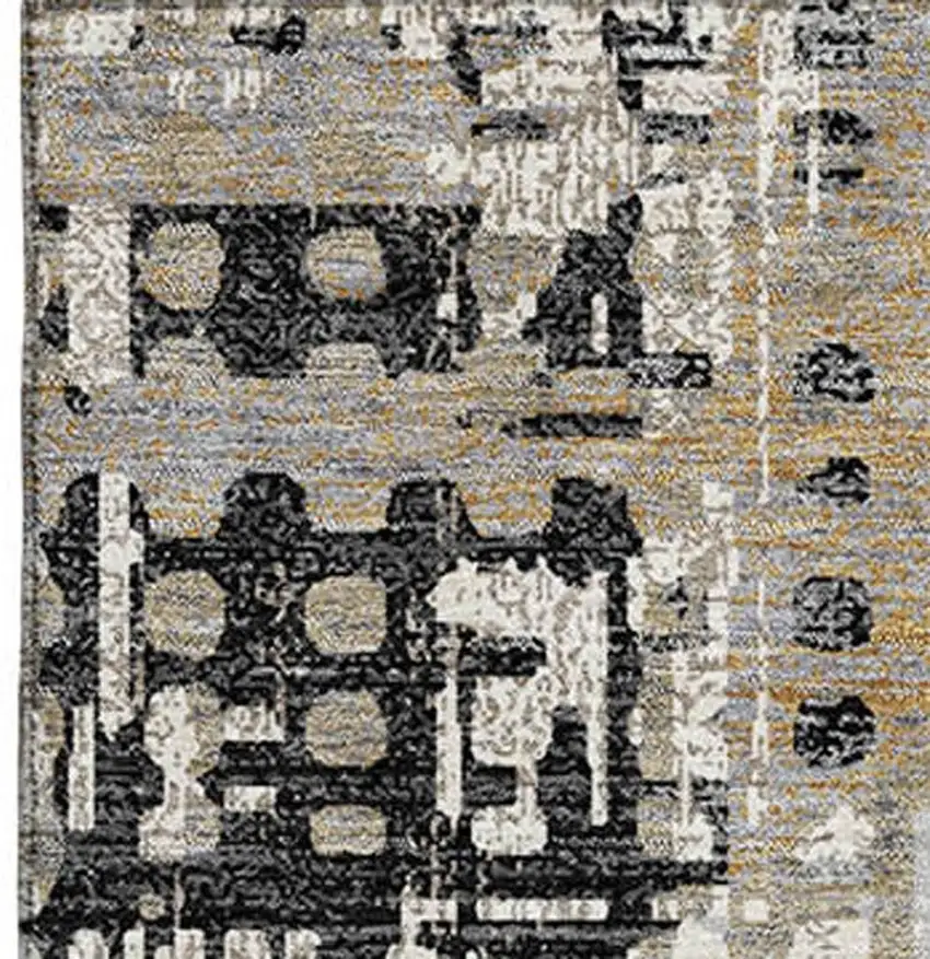 Black And Gray Geometric Washable Area Rug With UV Protection Photo 4