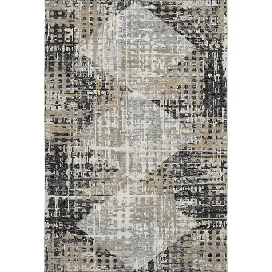 Black And Gray Geometric Washable Area Rug With UV Protection Photo 1