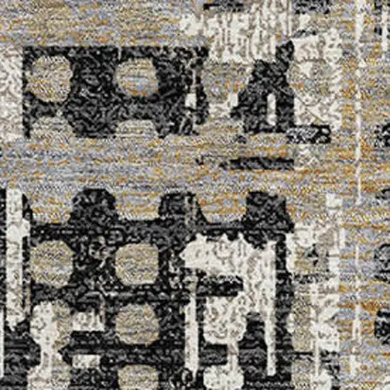 Black And Gray Geometric Washable Area Rug With UV Protection Photo 3