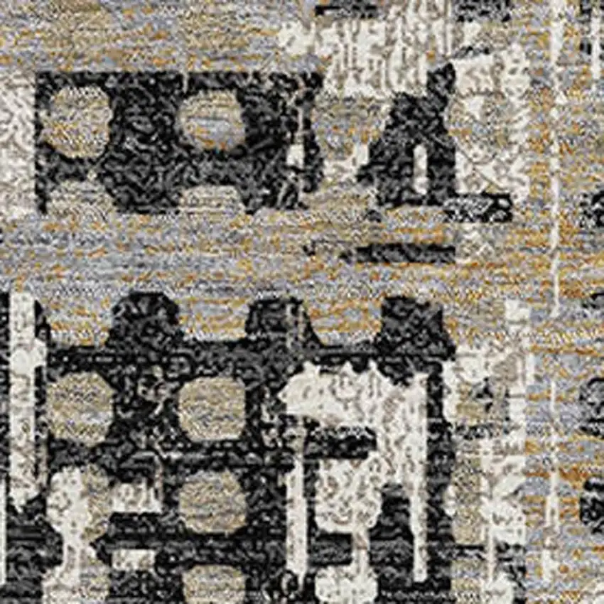 Black And Gray Geometric Washable Area Rug With UV Protection Photo 3