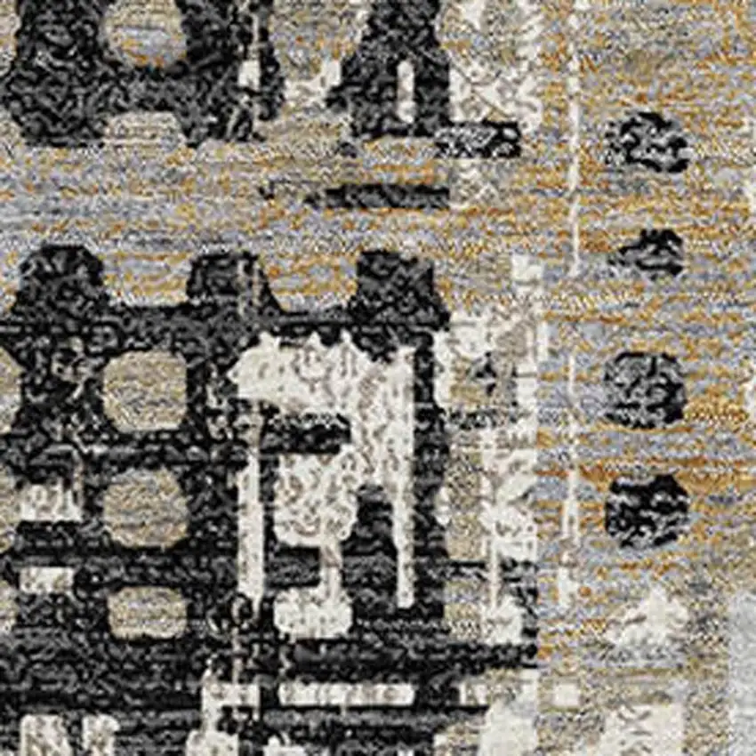 Black And Gray Geometric Washable Area Rug With UV Protection Photo 3