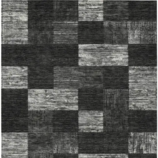 Black And Gray Geometric Washable Indoor Outdoor Area Rug Photo 5