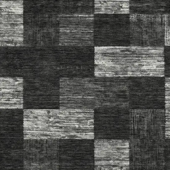 Black And Gray Geometric Washable Indoor Outdoor Area Rug Photo 5