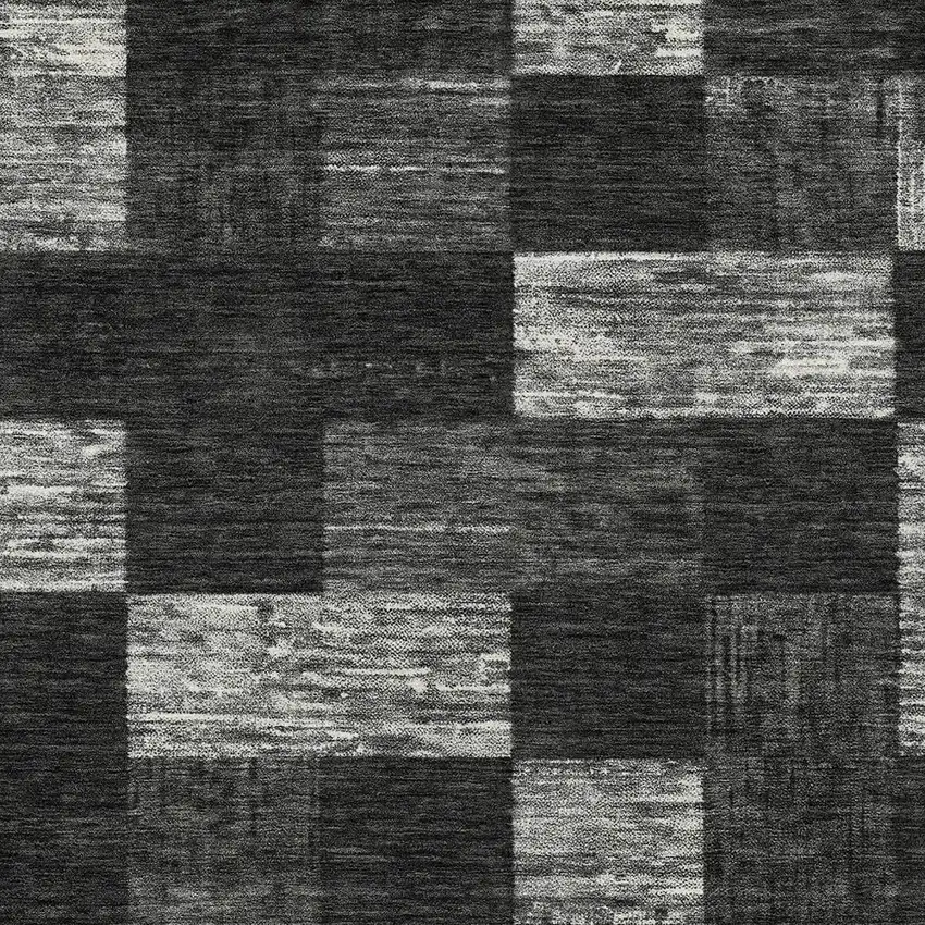Black And Gray Geometric Washable Indoor Outdoor Area Rug Photo 5