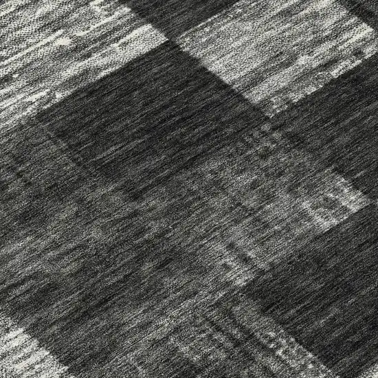 Black And Gray Geometric Washable Indoor Outdoor Area Rug Photo 8