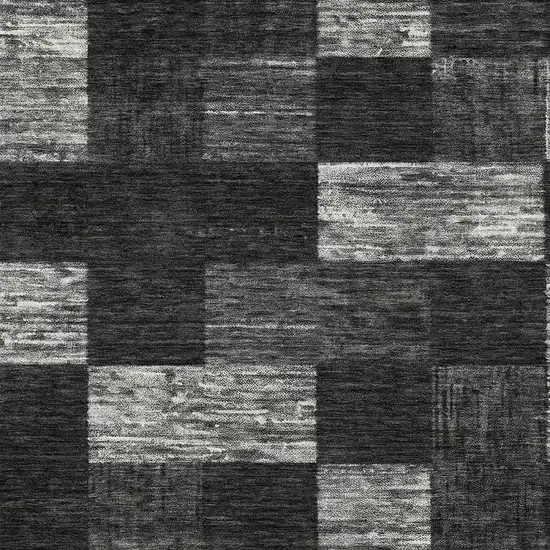 Black And Gray Geometric Washable Indoor Outdoor Area Rug Photo 5