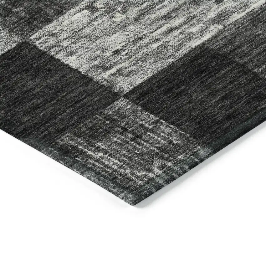 Black And Gray Geometric Washable Indoor Outdoor Area Rug Photo 4