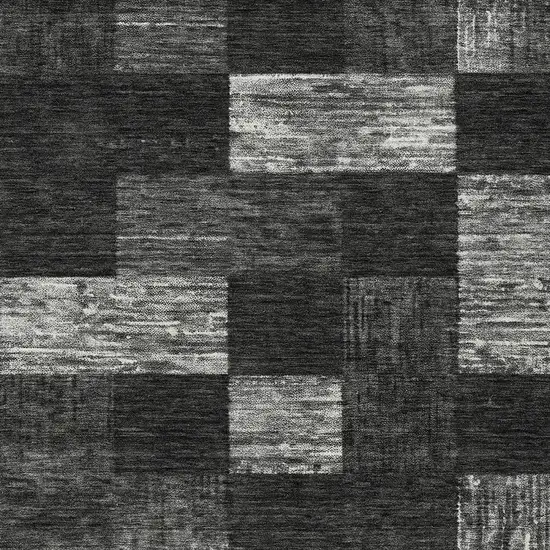 Black And Gray Geometric Washable Indoor Outdoor Area Rug Photo 5