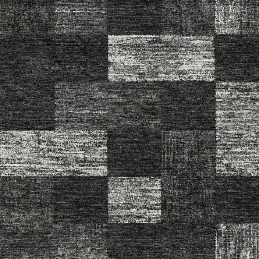 Black And Gray Geometric Washable Indoor Outdoor Area Rug Photo 5