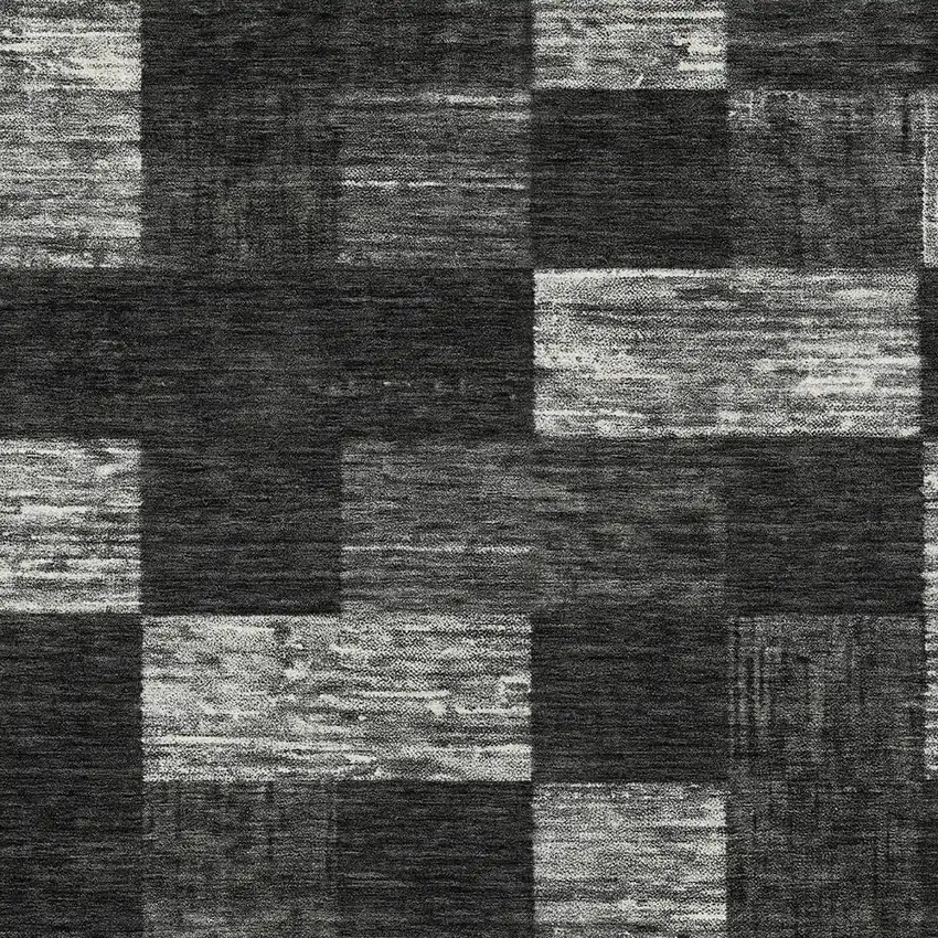Black And Gray Geometric Washable Indoor Outdoor Area Rug Photo 5