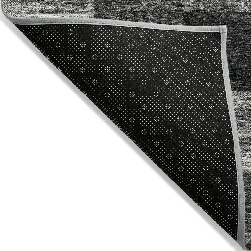 Black And Gray Geometric Washable Indoor Outdoor Area Rug Photo 3