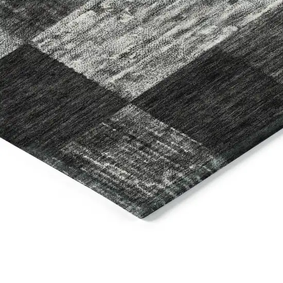 Black And Gray Geometric Washable Indoor Outdoor Area Rug Photo 4