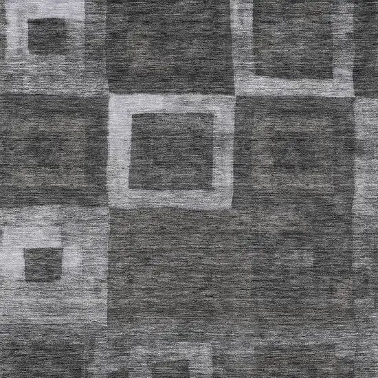 Black And Gray Geometric Washable Indoor Outdoor Area Rug Photo 5