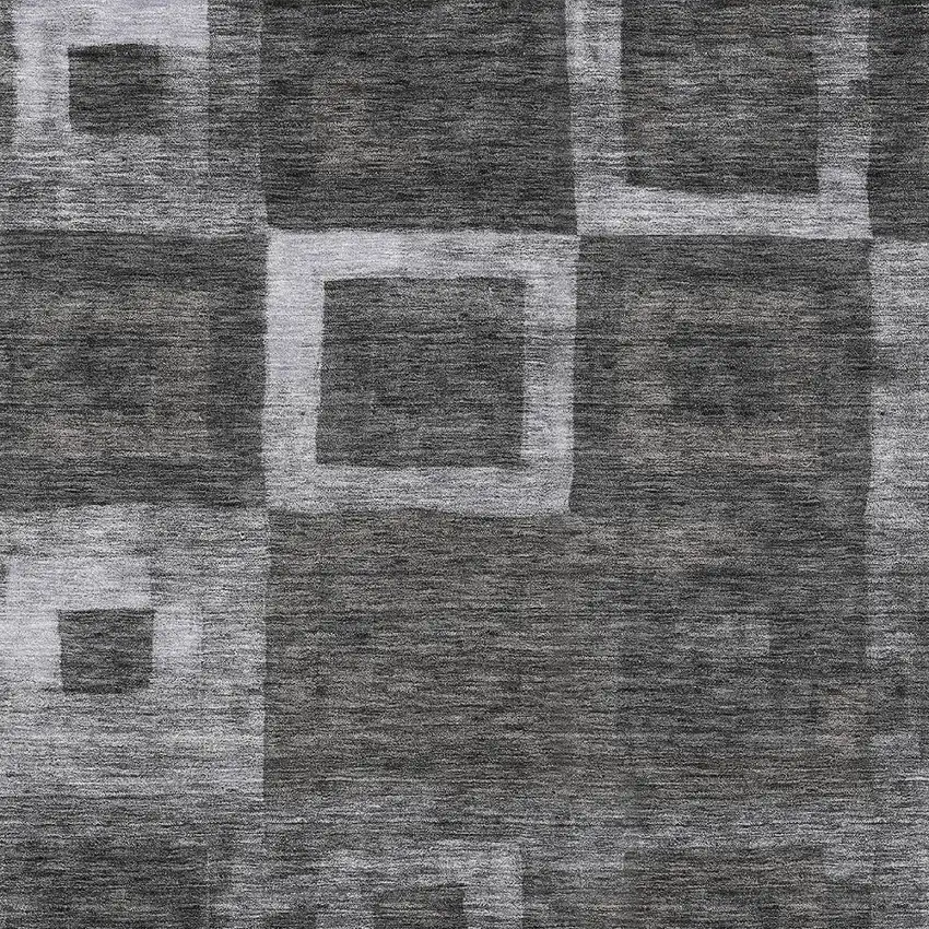 Black And Gray Geometric Washable Indoor Outdoor Area Rug Photo 5