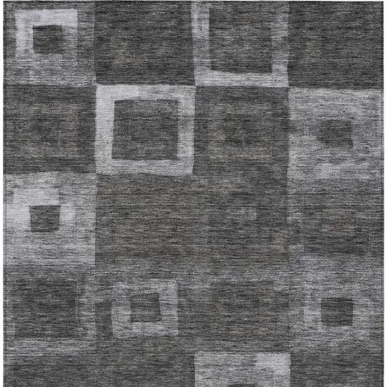 Black And Gray Geometric Washable Indoor Outdoor Area Rug Photo 6