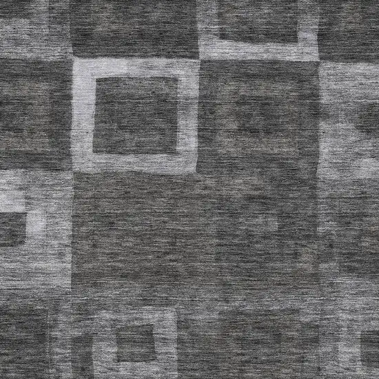 Black And Gray Geometric Washable Indoor Outdoor Area Rug Photo 5