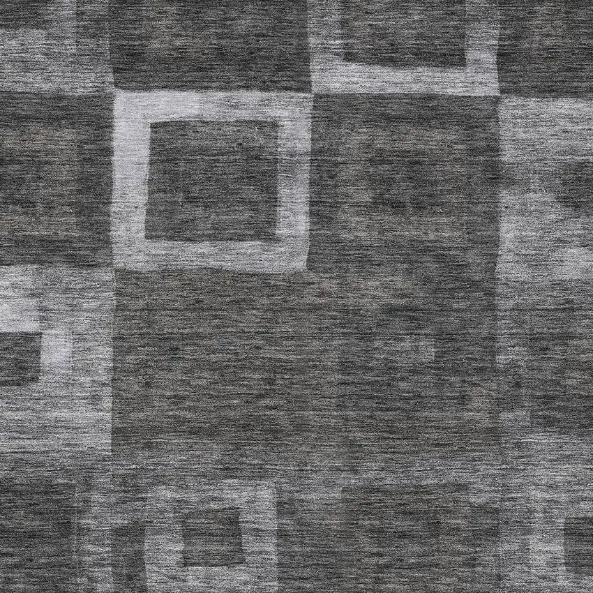 Black And Gray Geometric Washable Indoor Outdoor Area Rug Photo 5