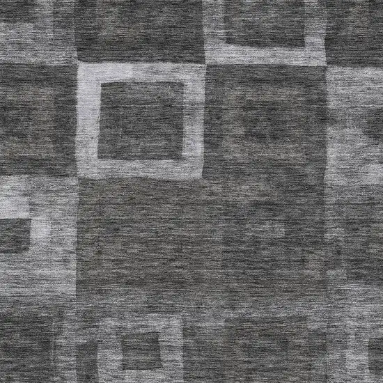 Black And Gray Geometric Washable Indoor Outdoor Area Rug Photo 5