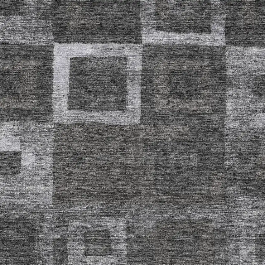 Black And Gray Geometric Washable Indoor Outdoor Area Rug Photo 5