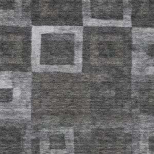 Photo of Black And Gray Geometric Washable Indoor Outdoor Area Rug