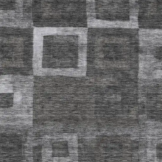 Black And Gray Geometric Washable Indoor Outdoor Area Rug Photo 5