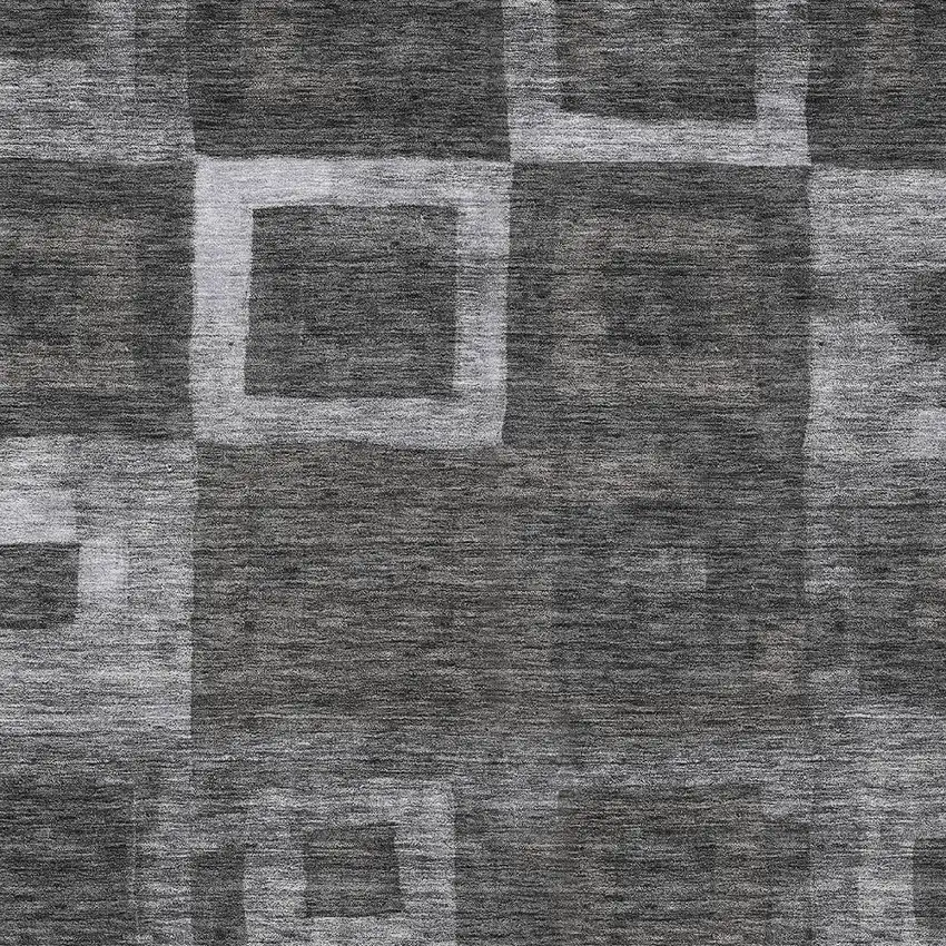 Black And Gray Geometric Washable Indoor Outdoor Area Rug Photo 5