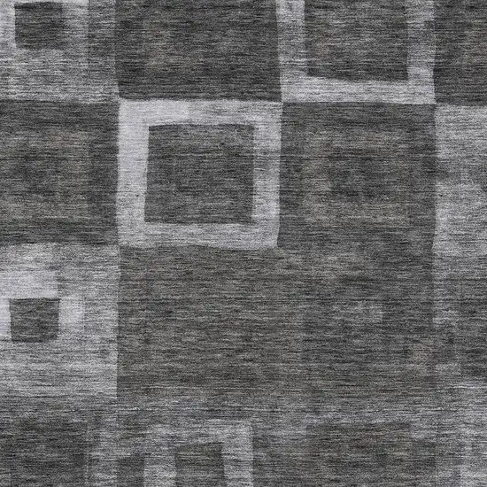 Black And Gray Geometric Washable Indoor Outdoor Area Rug Photo 5