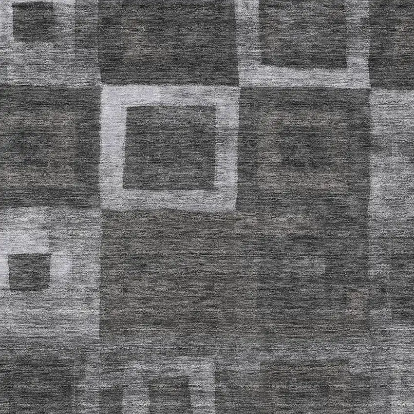 Black And Gray Geometric Washable Indoor Outdoor Area Rug Photo 5