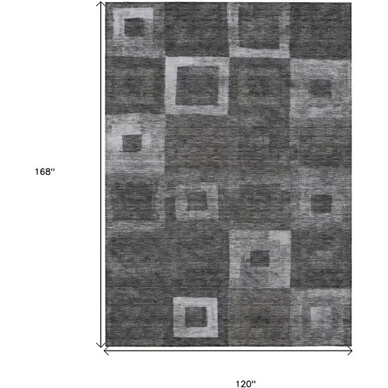 Black And Gray Geometric Washable Indoor Outdoor Area Rug Photo 7