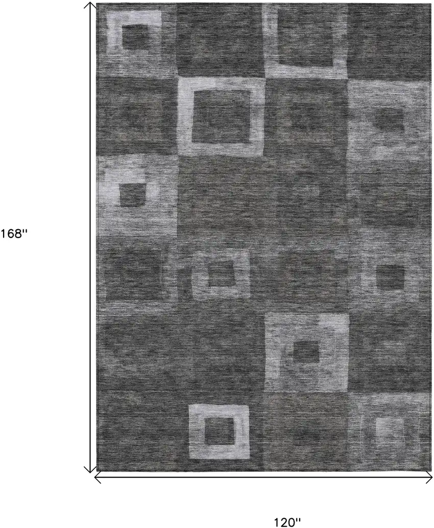 Black And Gray Geometric Washable Indoor Outdoor Area Rug Photo 7