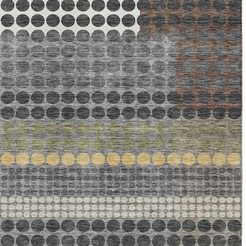 Black And Gray Geometric Washable Indoor Outdoor Area Rug Photo 2
