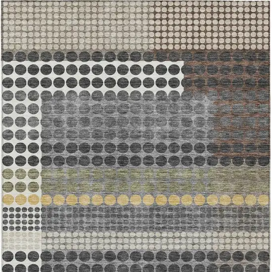 Black And Gray Geometric Washable Indoor Outdoor Area Rug Photo 3
