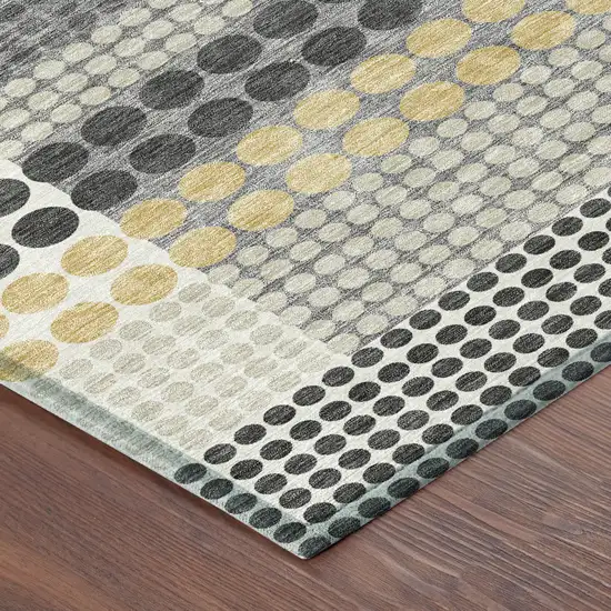 Black And Gray Geometric Washable Indoor Outdoor Area Rug Photo 8