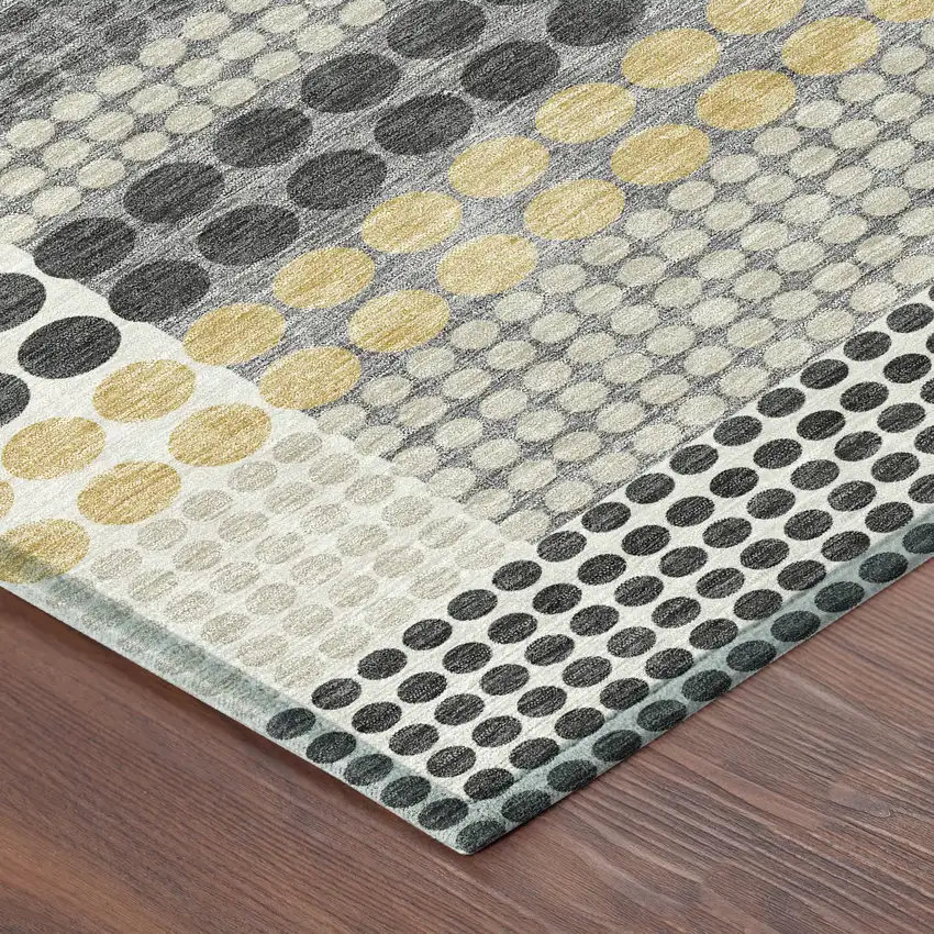 Black And Gray Geometric Washable Indoor Outdoor Area Rug Photo 8