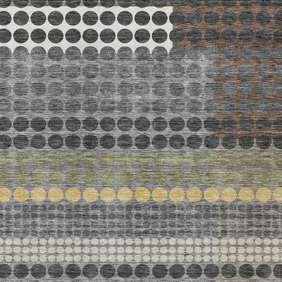 Black And Gray Geometric Washable Indoor Outdoor Area Rug Photo 2