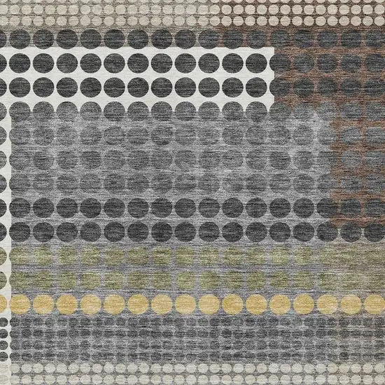 Black And Gray Geometric Washable Indoor Outdoor Area Rug Photo 2