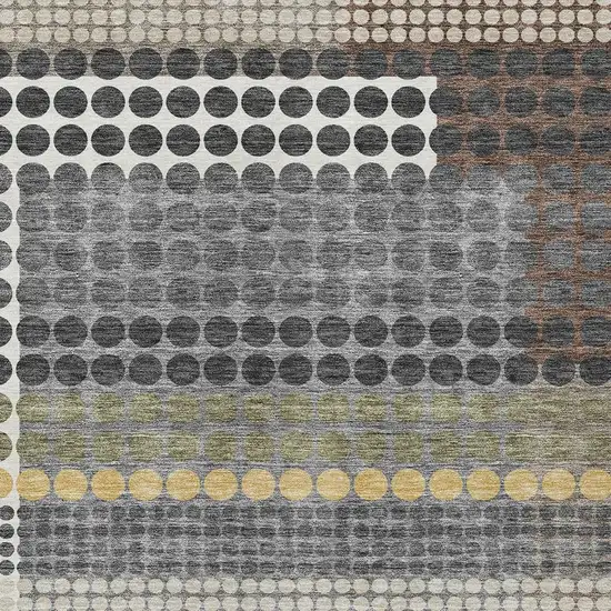 Black And Gray Geometric Washable Indoor Outdoor Area Rug Photo 2