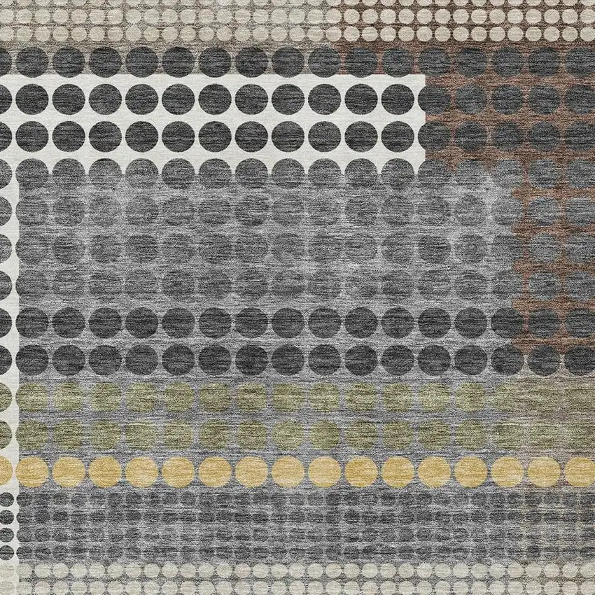 Black And Gray Geometric Washable Indoor Outdoor Area Rug Photo 2