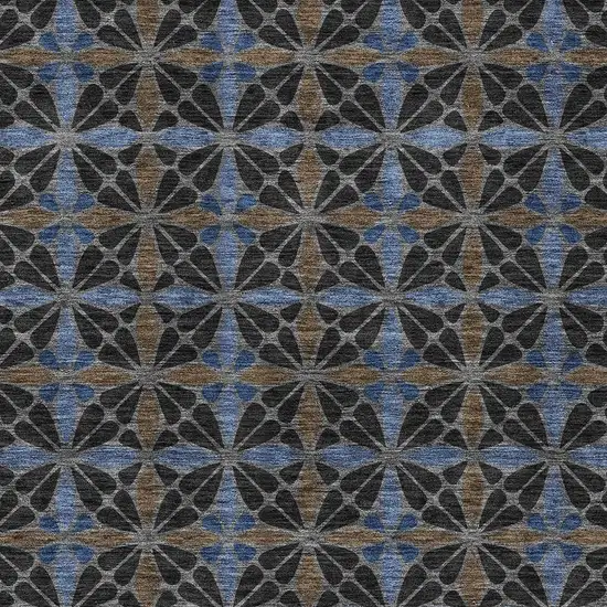 Black And Gray Geometric Washable Indoor Outdoor Area Rug Photo 2