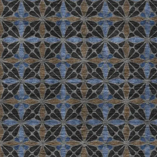 Black And Gray Geometric Washable Indoor Outdoor Area Rug Photo 2