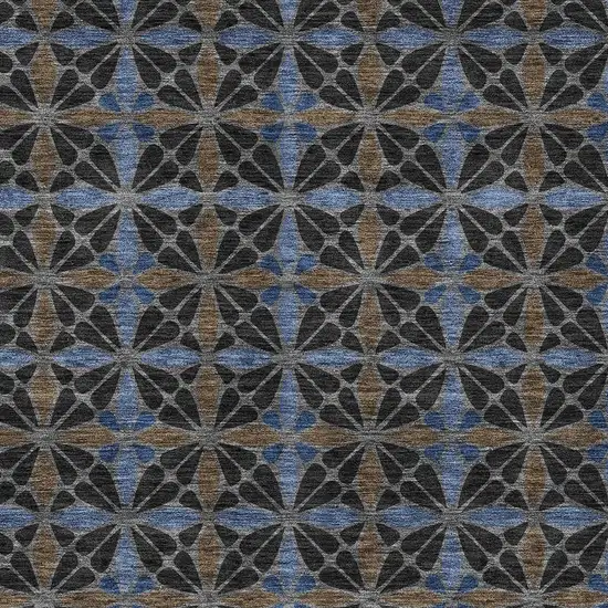 Black And Gray Geometric Washable Indoor Outdoor Area Rug Photo 2